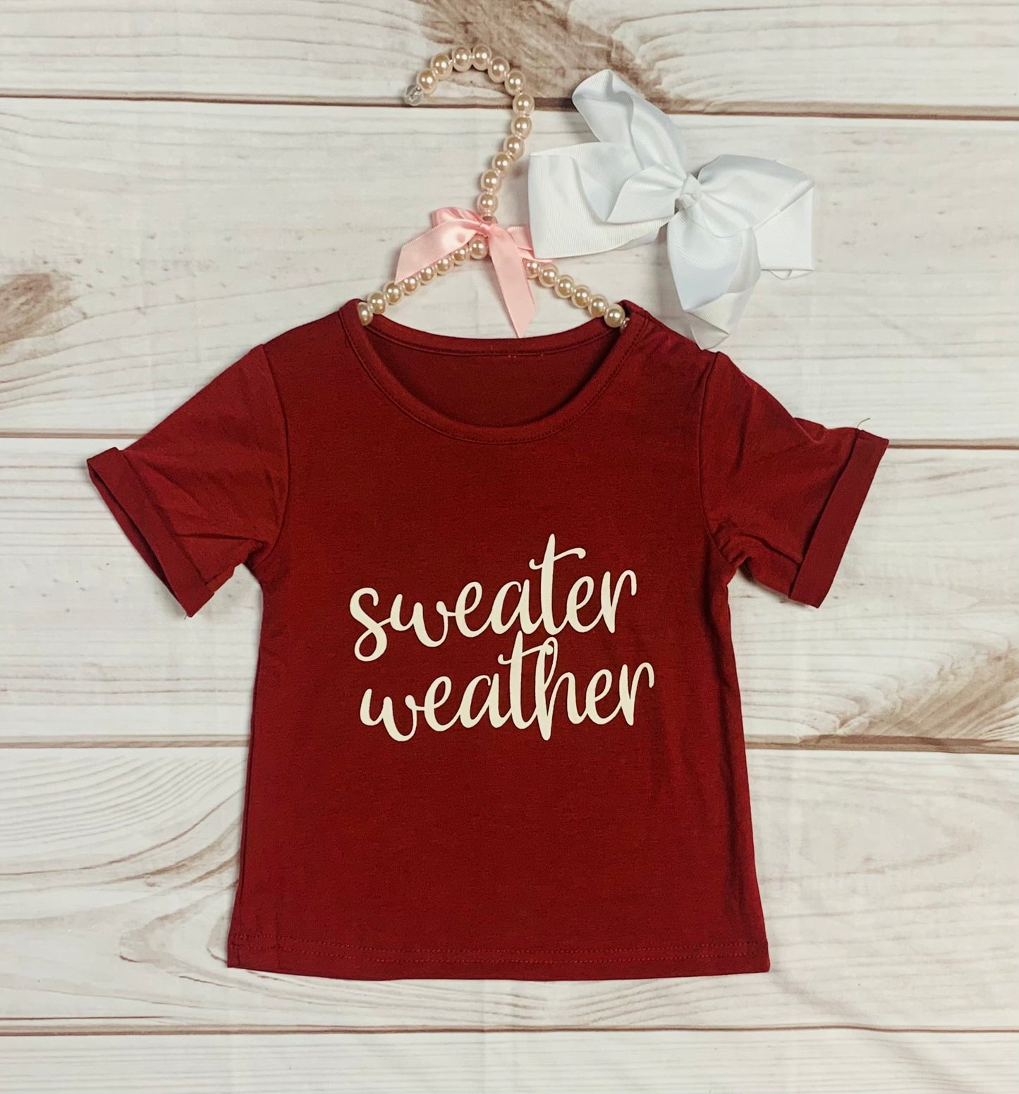 Sweater Weather T Shirt for Kids, Toddlers, Cuffed Sleeves, Fall Time, Autumn, Happy Fall, Kids Fall Y'all, Pumpkins