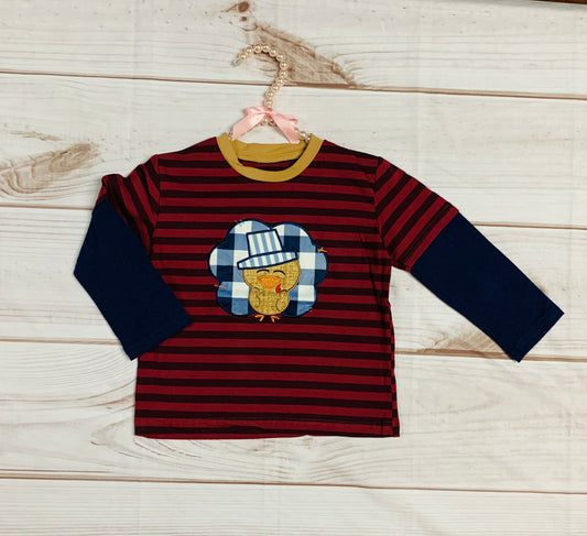 Red Striped Boys Thanksgiving Turkey Applique Raglan Shirt, Gingham Plaid Boys Toddler Shirt, Pilgrim Turkey, Fall Autumn