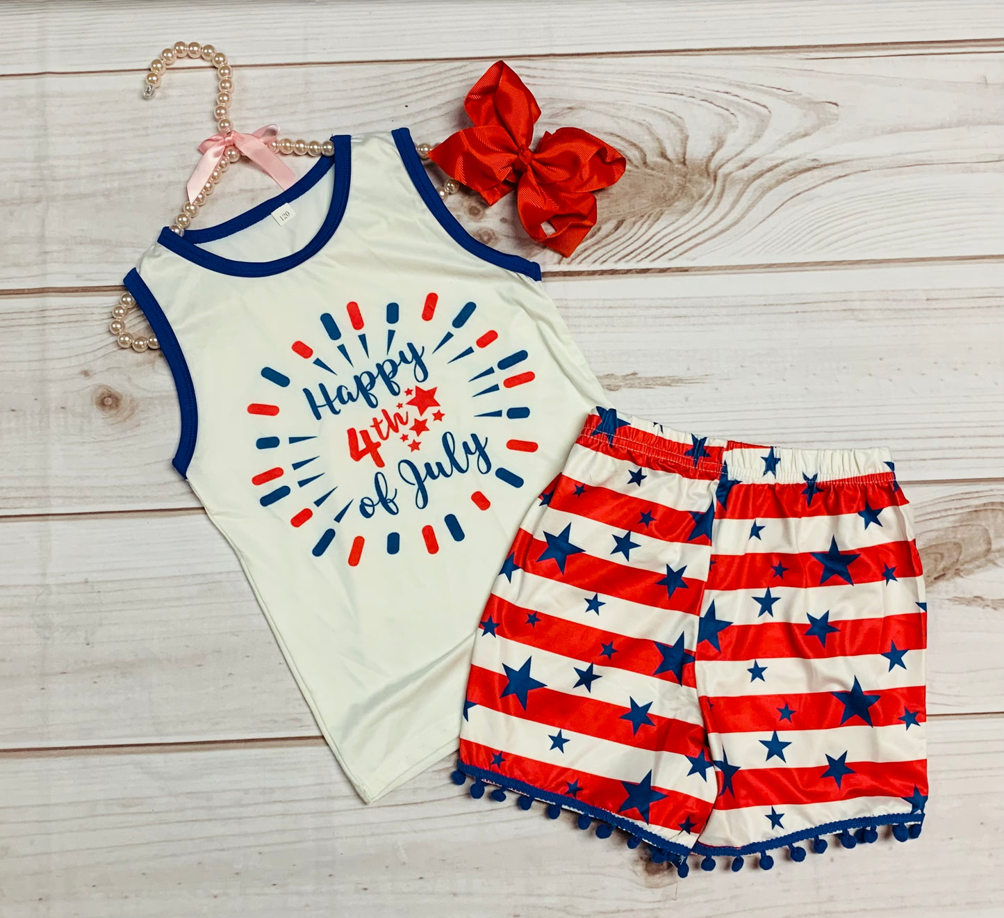 Red White and Blue 4th of July 2pc Outfit, Girls Toddler Tye Dye Independence Day, Firecracker, Fireworks, 1776