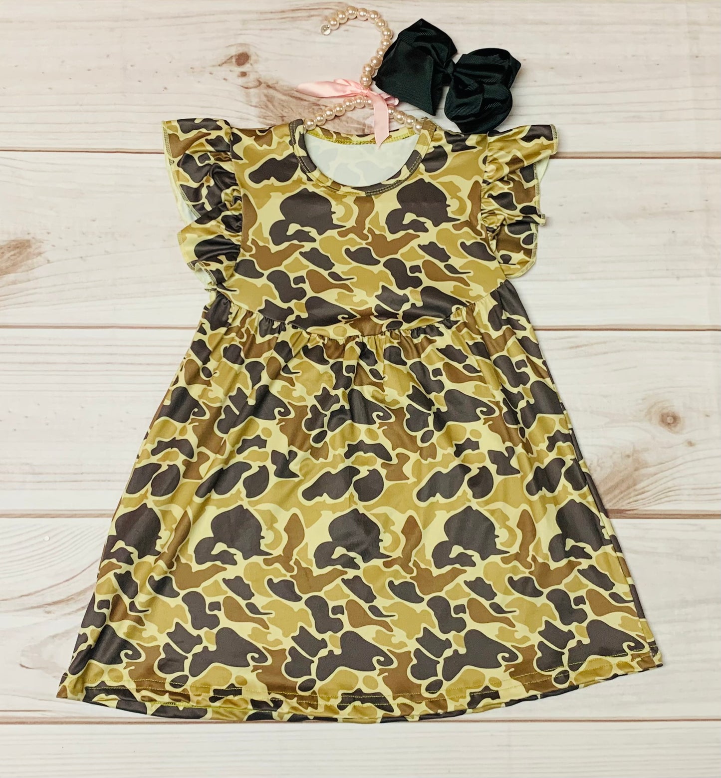 Milk Silk Camouflage Flutter Dress, Girls Toddler Military Daughter, My Dad is My Hero, Daddy's Girl, Father's Day Welcome Home