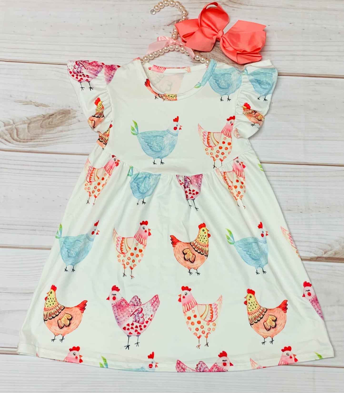 Milk Silk Pastel Chickens Flutter Sleeve Dress, Girls Toddler Farming Chickens, Chics, Country Girl, Farm Life, Chicken Farm