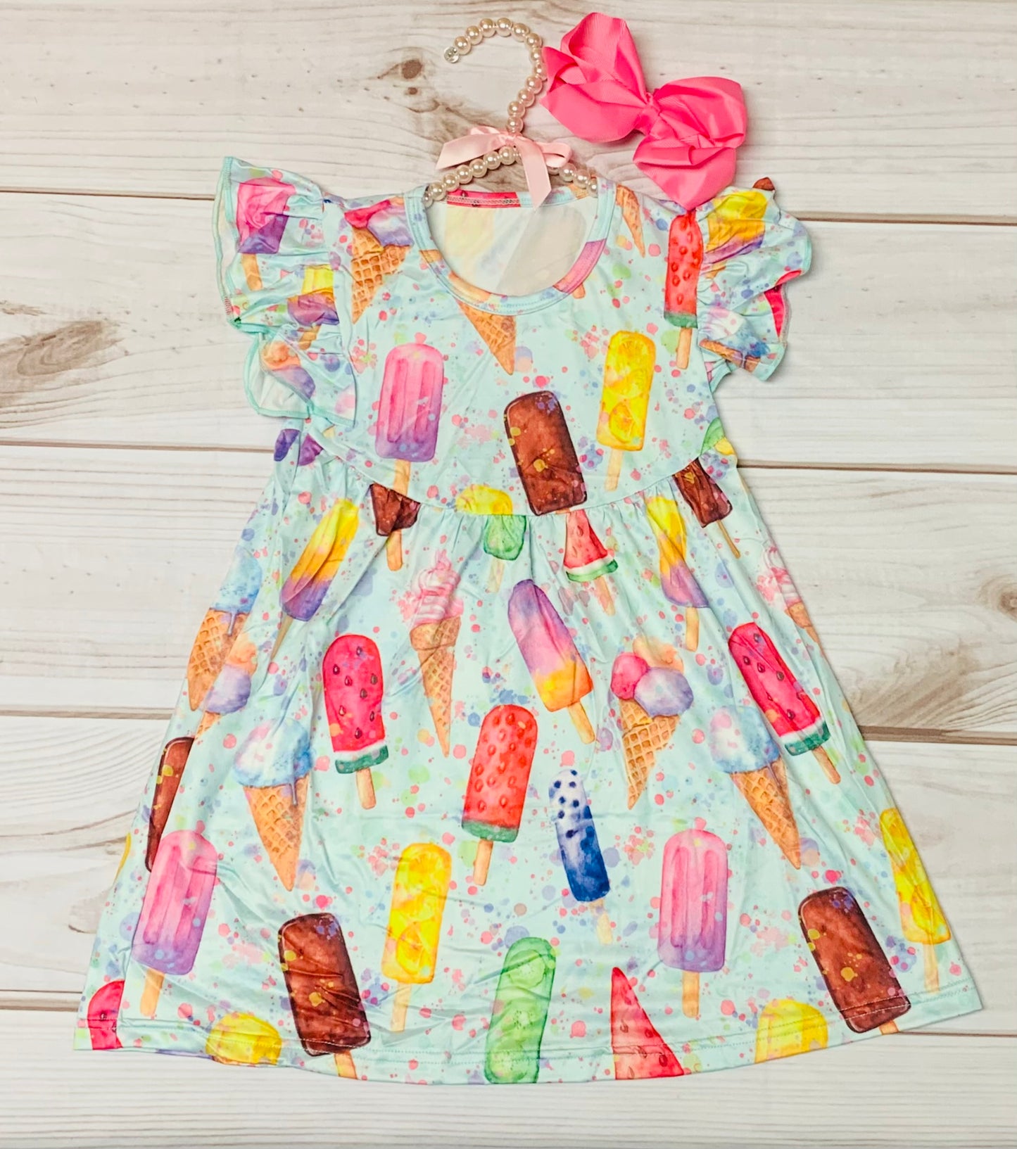 Milk Silk Summer Popsicles Flutter Sleeve Dress, Girls Toddler Ice Cream Cones, Summer Days, Cool Treats, Fruit Pops, Rainbow