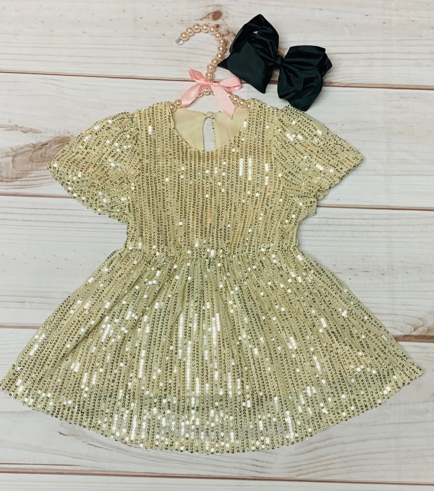 Champagne Colored Sequin Girls Toddler Dress, Graduation, New Years, Birthday Party, Daddy Daughter Dance, Sequin Dress, Gold