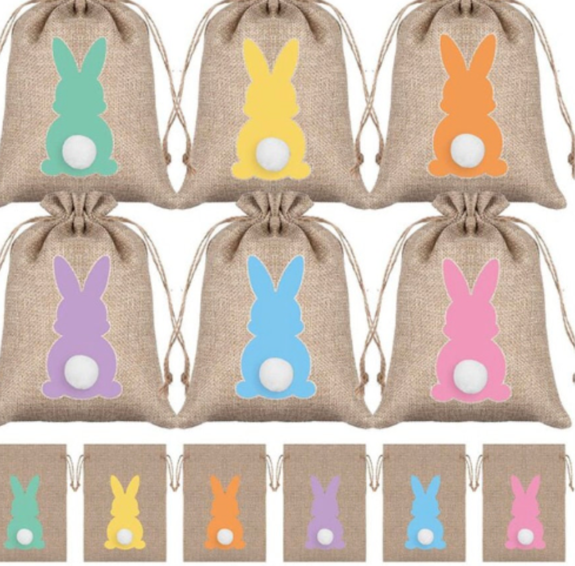 Easter Canvas Drawstring Bag w/ Included Name, Easter Bunny Basket, Girls Boys, Kids, Adults, Easter Sunday Gift, Egg Hunt