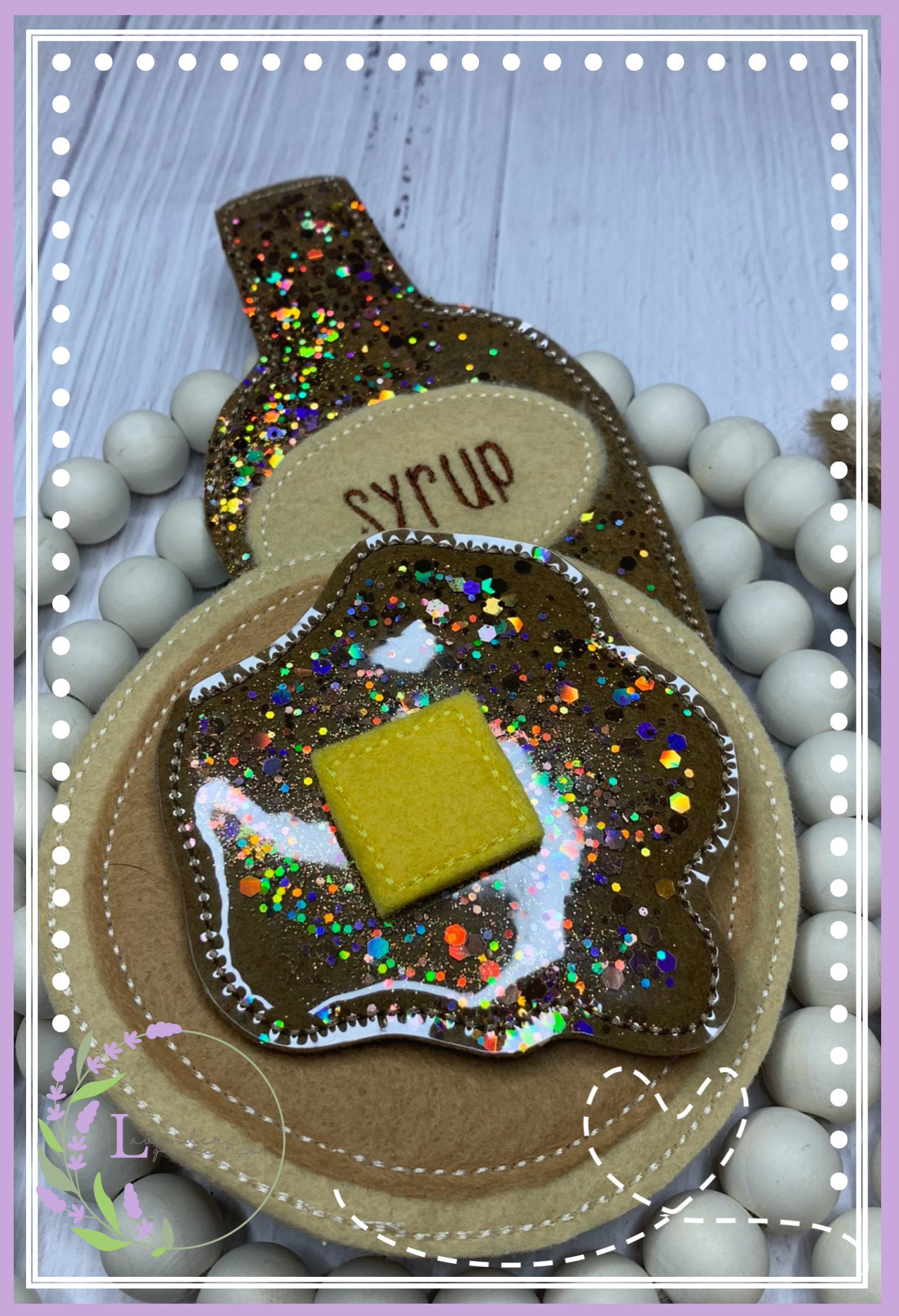 Embroidered Pancake w/ Syrup Playset Felt Food, Preschool Pretend Play, Breakfast Food Imagination Playset, Syrup Bottle, Pancakes, Butter