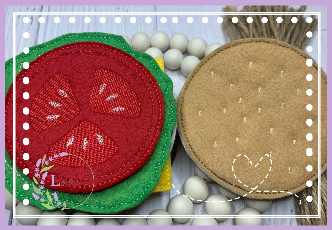 ITH Hamburger with Toppings 5x7, Imaginative Play, Kitchen Food, Felt Food, Embroidery Fake Food, Grilling Food Items, Preschool, Digital