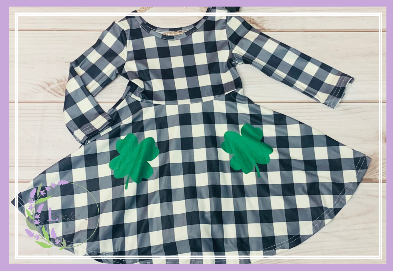 Milk Silk Plaid Green Clover Luck of the Irish Dress, Girls St Patrick’s Day, Leprechaun, Gold Coins