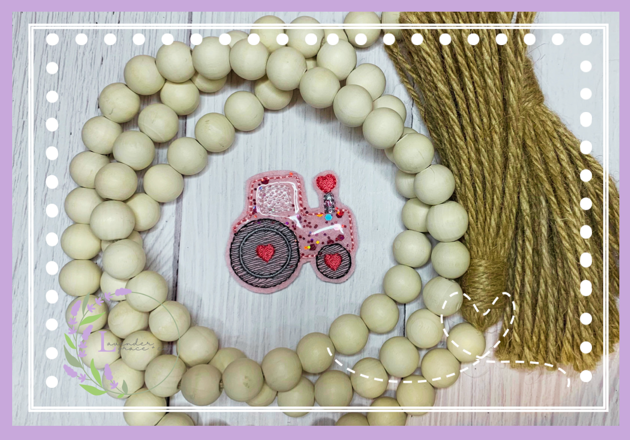 Embroidery ITH Tractor Feltie, Country Farm Heavy Equipment Feltie, Mini Tractor, Hair Feltie, Paper Clip Feltie, Valentine's Day Feltie