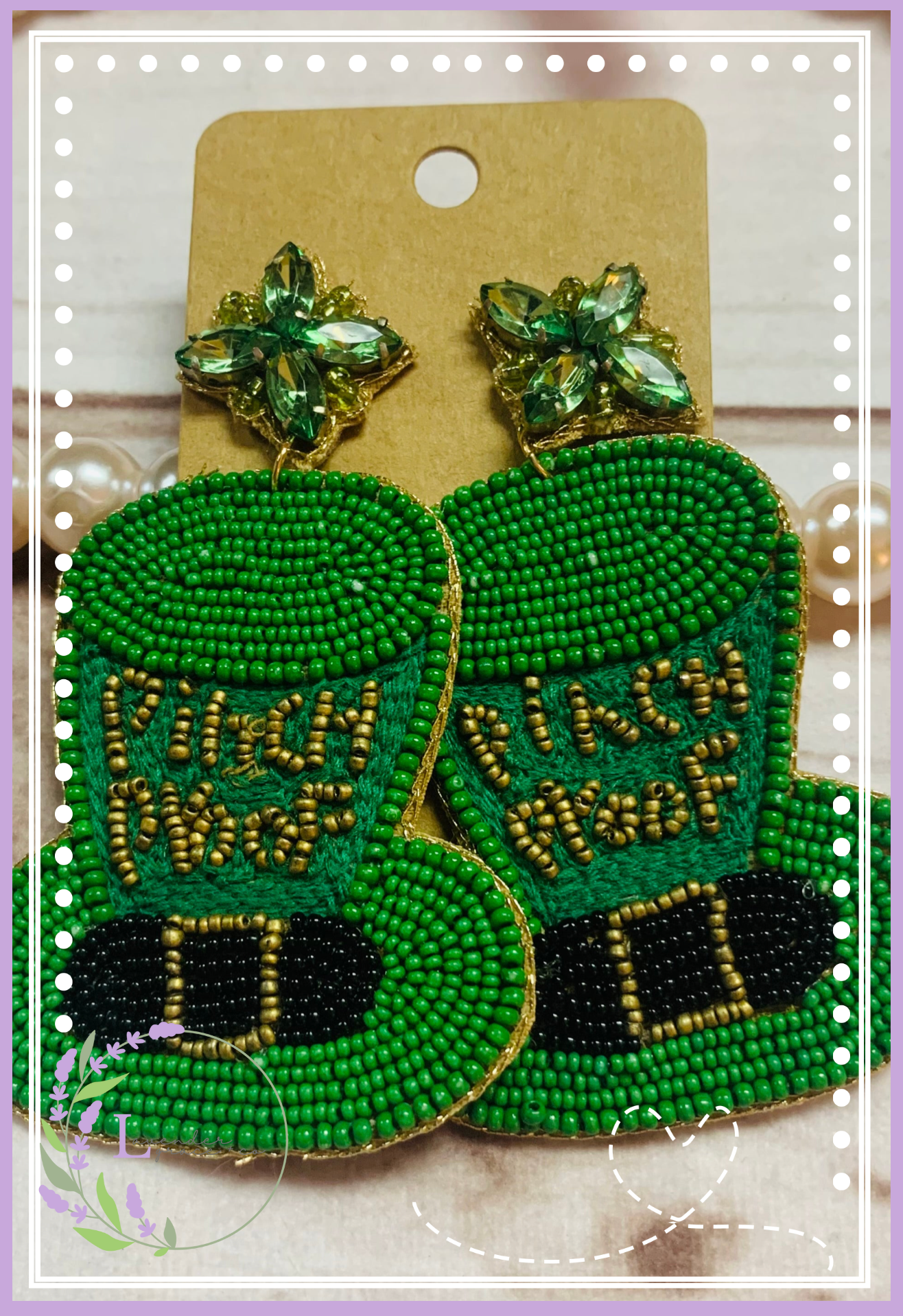 Pinch Proof St. Patrick's Day Beaded Earrings, Leprechaun Hat, Kiss Me I'm Irish, St. Paddy's Day, March 17th, Good Luck