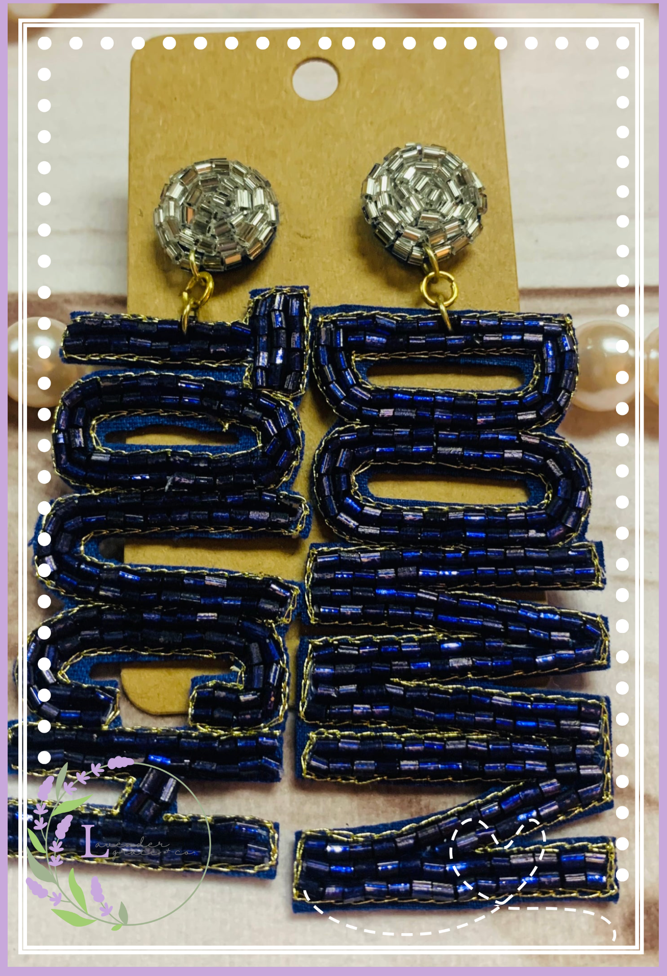 Touchdown Blue Football Beaded Earrings, Gameday Earrings Football Sundays, Field Goal, Halftime, Party Time, Football Mama