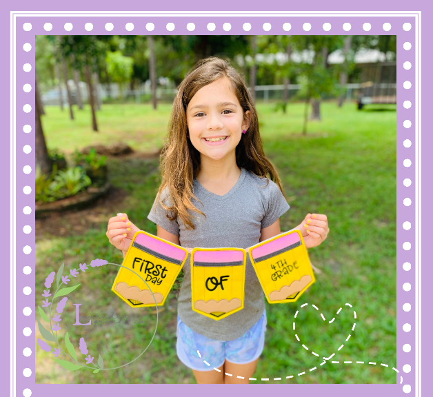 Yellow Pencil Banner First & Last Day of School, Embroidered School Pencil Banner, End of the Year, First Day of School, Welcome Back Banner