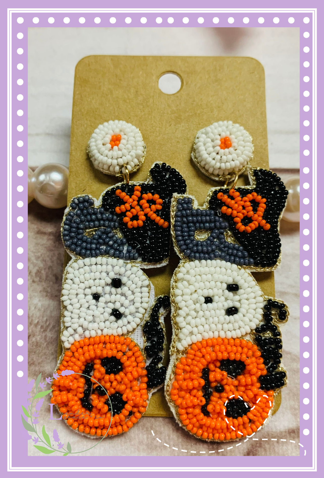 Boo to You Witch Ghost Pumpkin Beaded Earrings, Adult Mama Halloween Trick or Treat Dangle Earrings