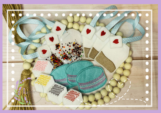 Tea party Embroidery Set Digital Download, Macaron Cookies, Petit Fours, Tea Bags Embroidery Bundle, Pretend Play, Kitchen Food High Tea