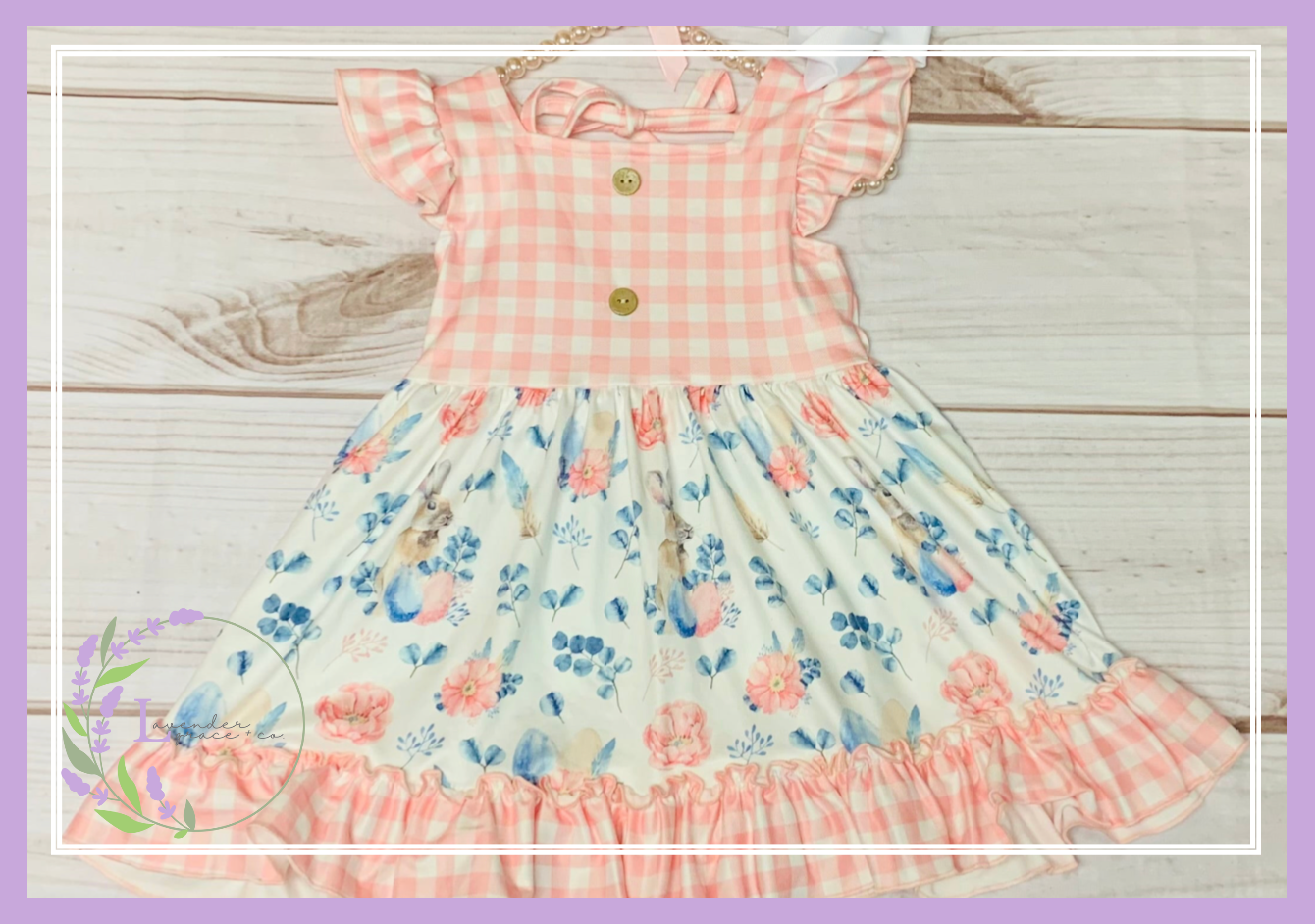 Milk Silk Pastel Plaid Ruffle Easter Garden Dress, Girls Toddler, Easter Flowers, Easter Sunday, Cottontail Bunny, Roses