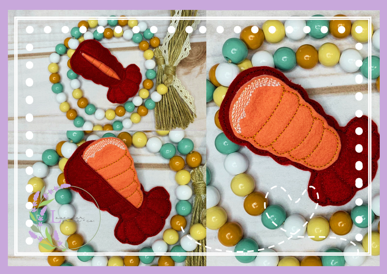 In The Hoop Lobster Tail Felt Food Embroidery Digital Download, Surf and Turf Pretend Kitchen Food, Seafood Crustacean Play Food Sensory Toy