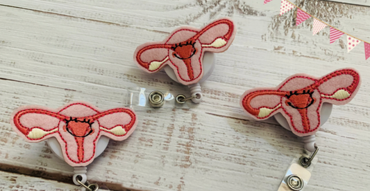 Embroidery Gynecology Uterus Badge Reel Clip, Nurse, Doctor, Christmas Gift, Stocking Stuffer, Badge ID, Gag Gift, Lady