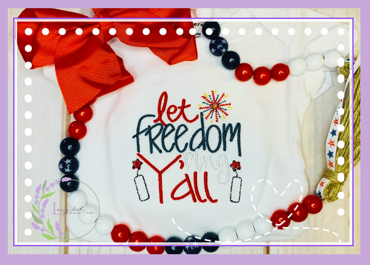 Embroidered Let Freedom Ring Boys Girls Shirt or Baby Bubble for the 4th of July, American Holliday Shirt, Red White Blue, Patriotic Shirts