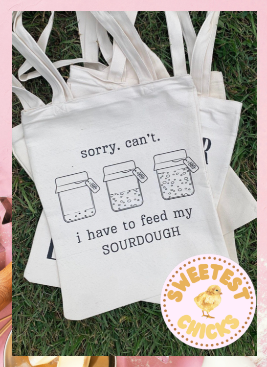 Farmer's Market Canvas Tote Bag, Sourdough Humor Gift, Feeding My Sourdough Starter, Reusable Grocery Durable Tote, Country Girl Vibes Bag