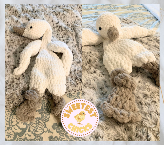 Hand Crochet Soft Knotted Goose Plushie for Babies, Toddlers, Wild Goose on the Farm Plush Blanket Yarn Nursery Gift, Baby Shower Present