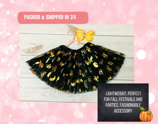 Gold Spider Tutu for Halloween, Girls Toddler Trick or Treat Costume, Dress Up, Halloween Recital, Spider Webs, Spooky