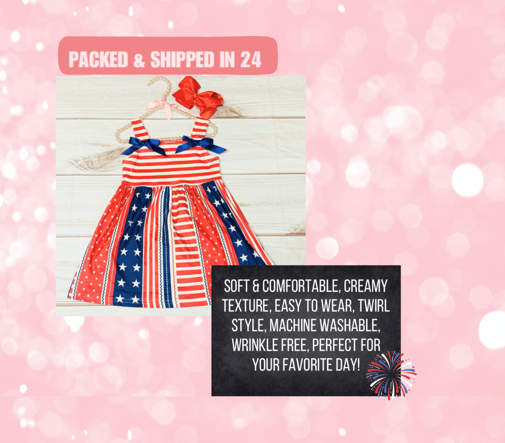 Milk Silk 4th of July Sleeveless Dress, Girls Toddler Stars and Stripes, Freedom Ring, Liberty Bell, Firecracker, Independence