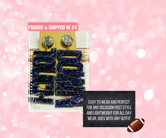 Touchdown Blue Football Beaded Earrings, Gameday Earrings Football Sundays, Field Goal, Halftime, Party Time, Football Mama